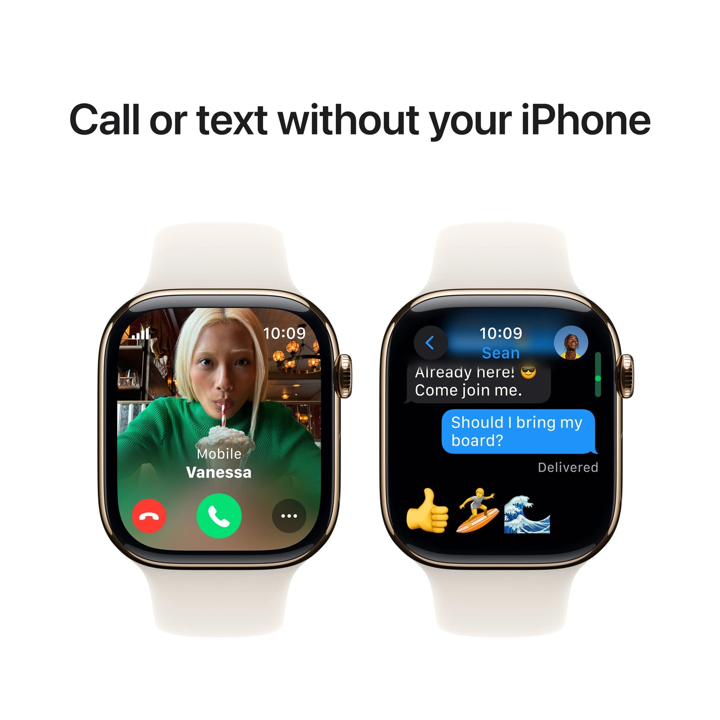 Apple Watch Series 10 GPS + Cellular, 46mm Gold Titanium Case, Starlight Sport Band - M/L - iSTYLE RO