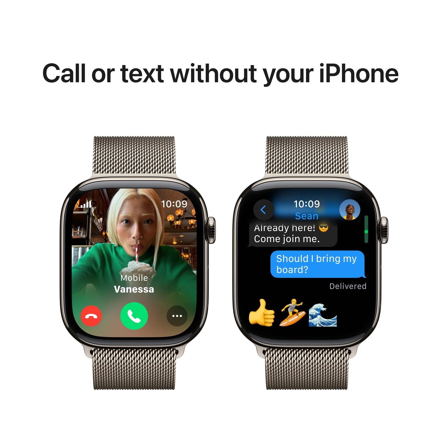 Apple Watch Series 10 GPS + Cellular, 46mm Natural Titanium Case, Natural Milanese Loop - M/L - iSTYLE RO