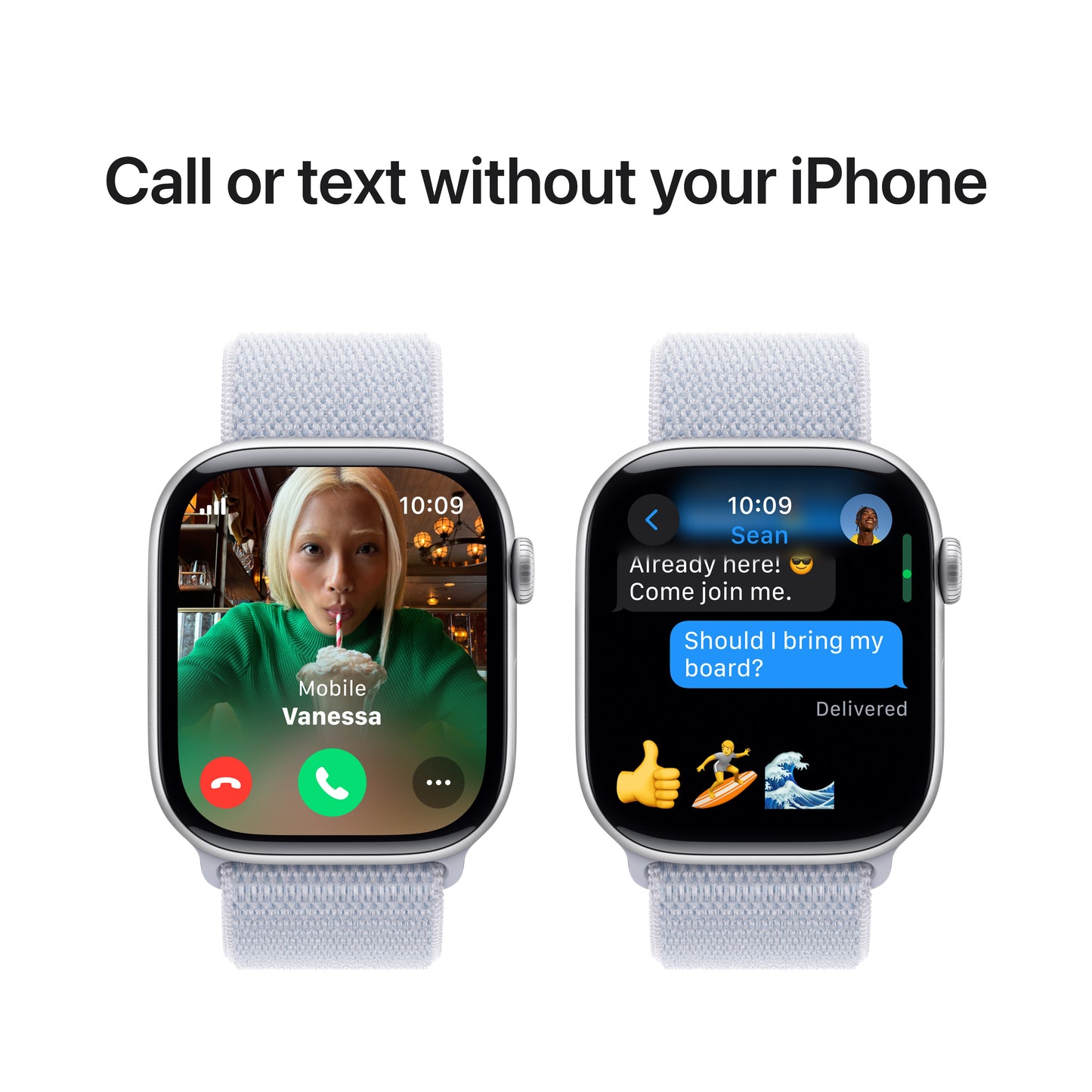 Apple Watch Series 10 GPS + Cellular, 46mm Silver Aluminium Case, Blue Cloud Sport Loop - iSTYLE RO