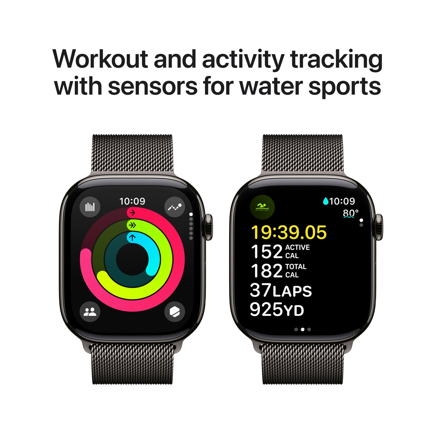 Apple Watch Series 10 GPS + Cellular, 46mm Slate Titanium Case, Slate Milanese Loop - S/M - iSTYLE RO