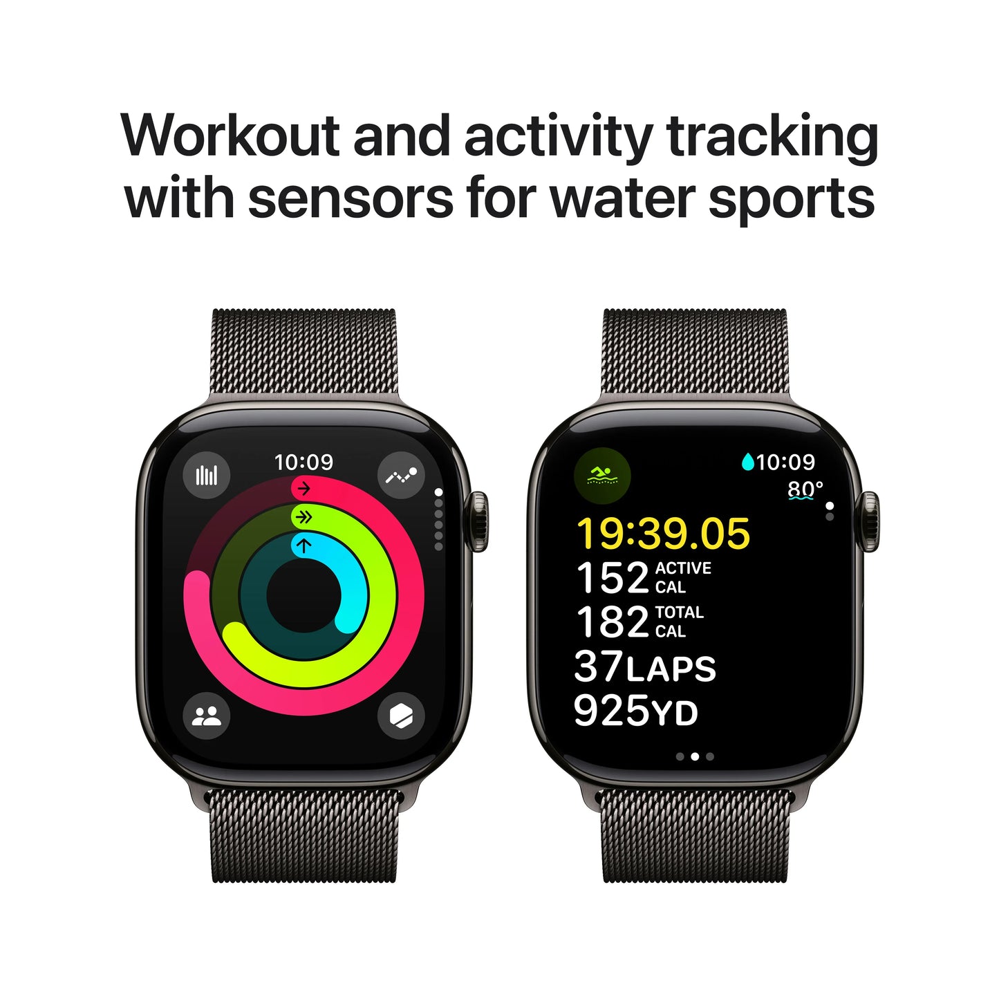 Apple Watch Series 10 GPS + Cellular, 46mm Slate Titanium Case, Slate Milanese Loop - M/L - iSTYLE RO