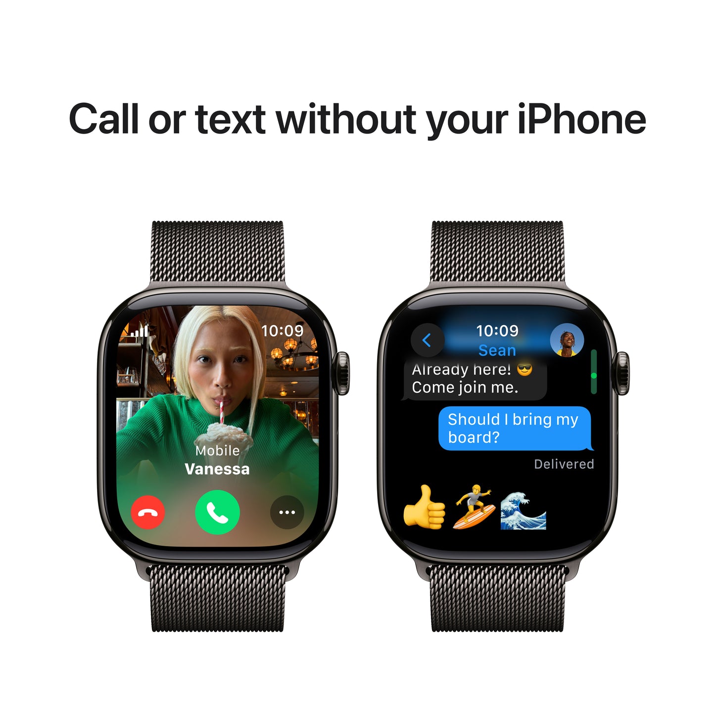 Apple Watch Series 10 GPS + Cellular, 46mm Slate Titanium Case, Slate Milanese Loop - S/M - iSTYLE RO