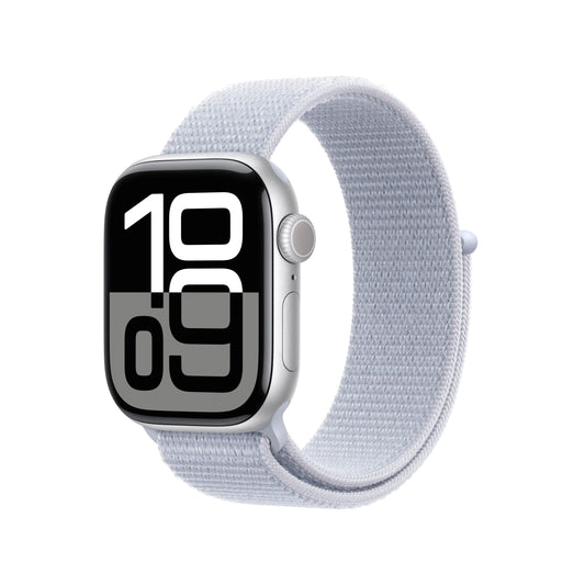 Apple Watch Series 10 GPS, 42mm Silver Aluminium Case, Blue Cloud Sport Loop - iSTYLE RO