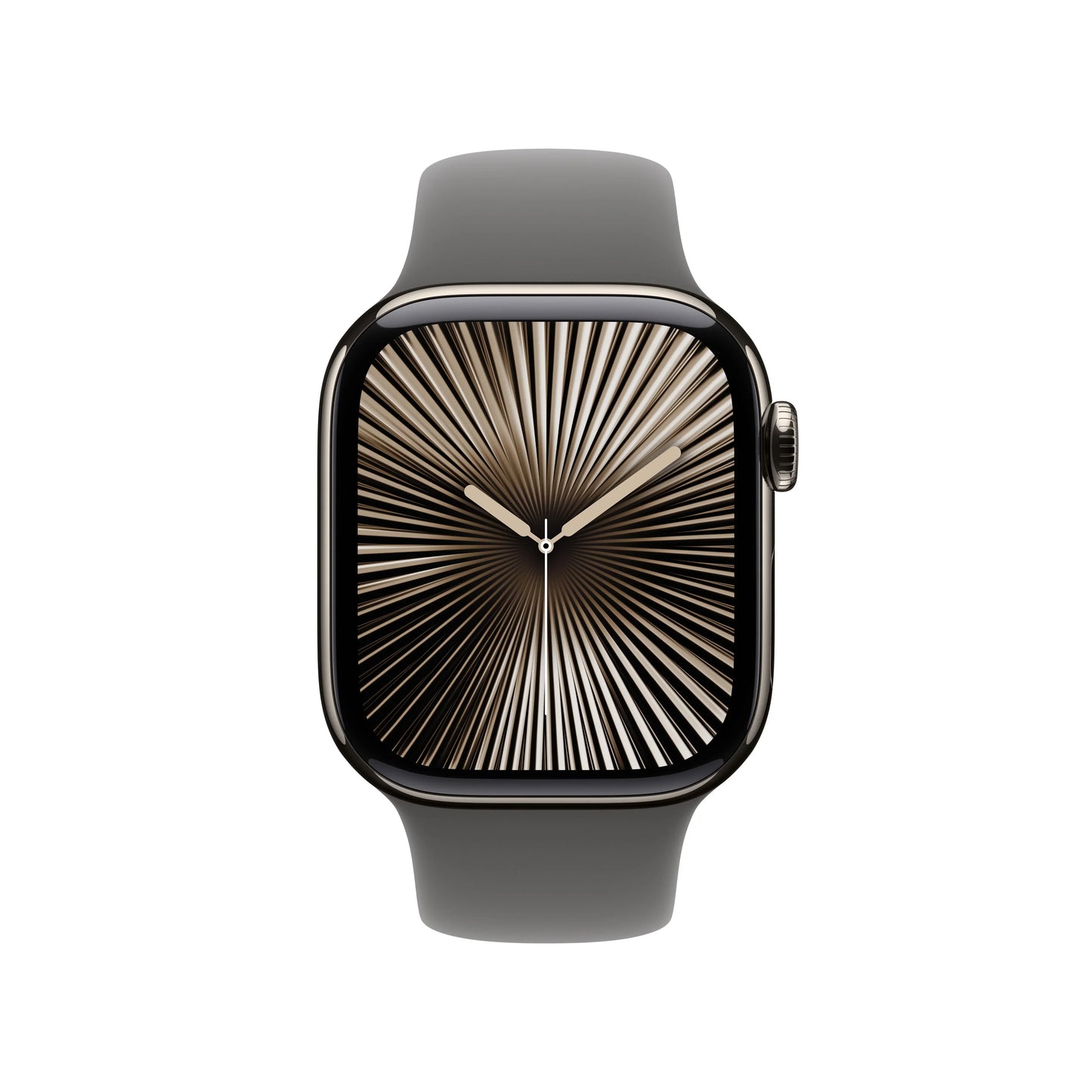 Apple Watch Series 10 GPS + Cellular, 42mm Natural Titanium Case, Stone Grey Sport Band - M/L - iSTYLE RO