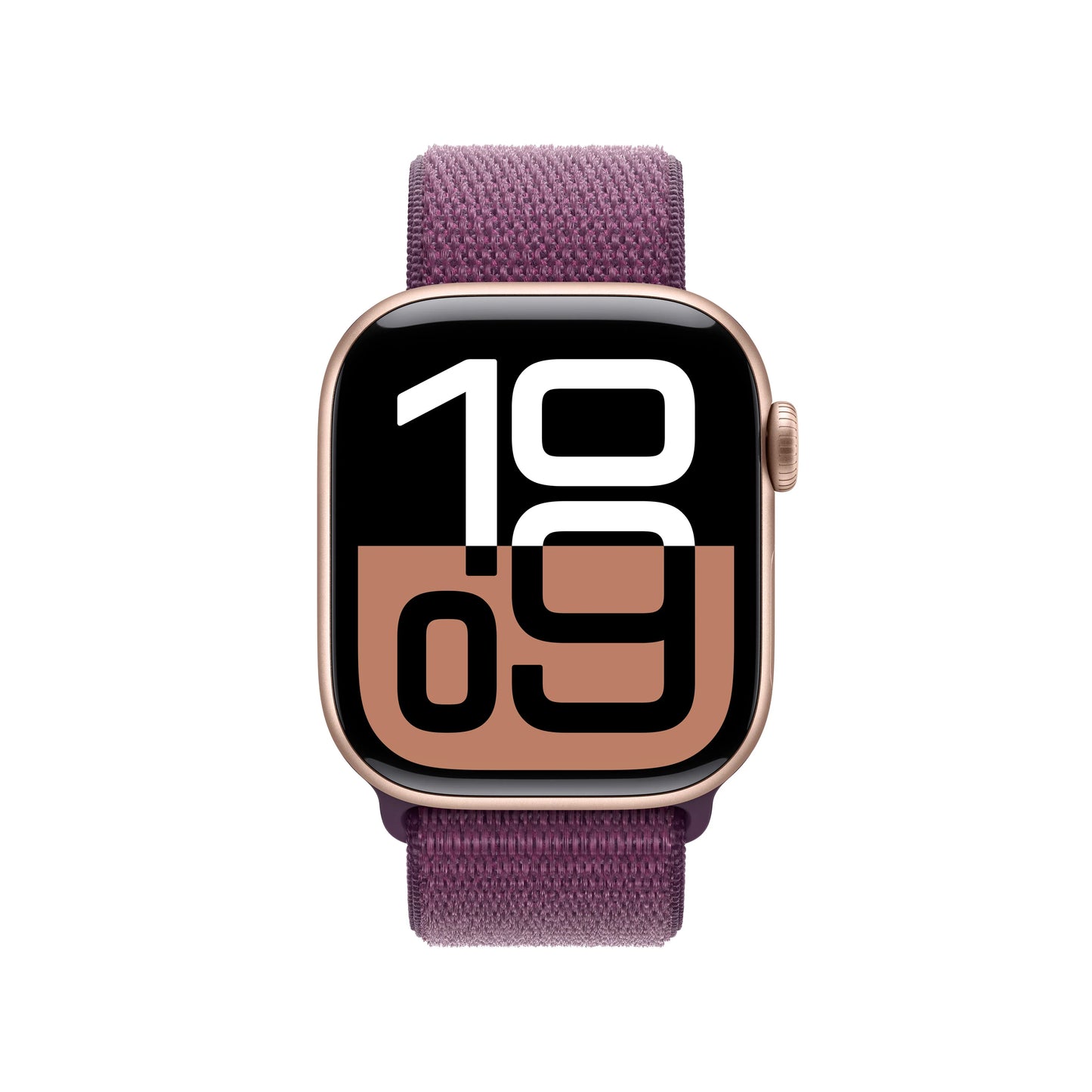 Apple Watch Series 10 GPS + Cellular, 42mm Rose Gold Aluminium Case, Plum Sport Loop - iSTYLE RO