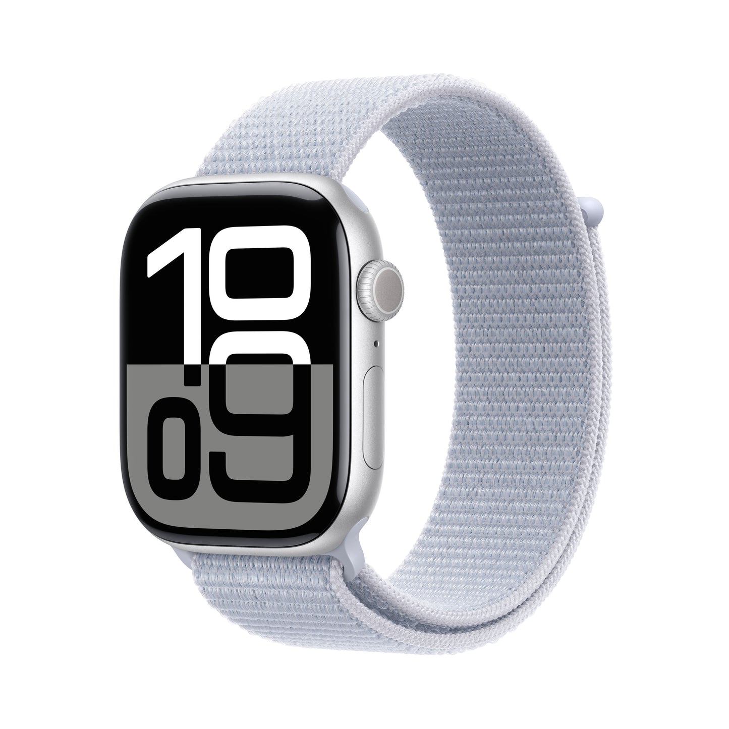 Apple Watch Series 10 GPS, 46mm Silver Aluminium Case, Blue Cloud Sport Loop - iSTYLE RO