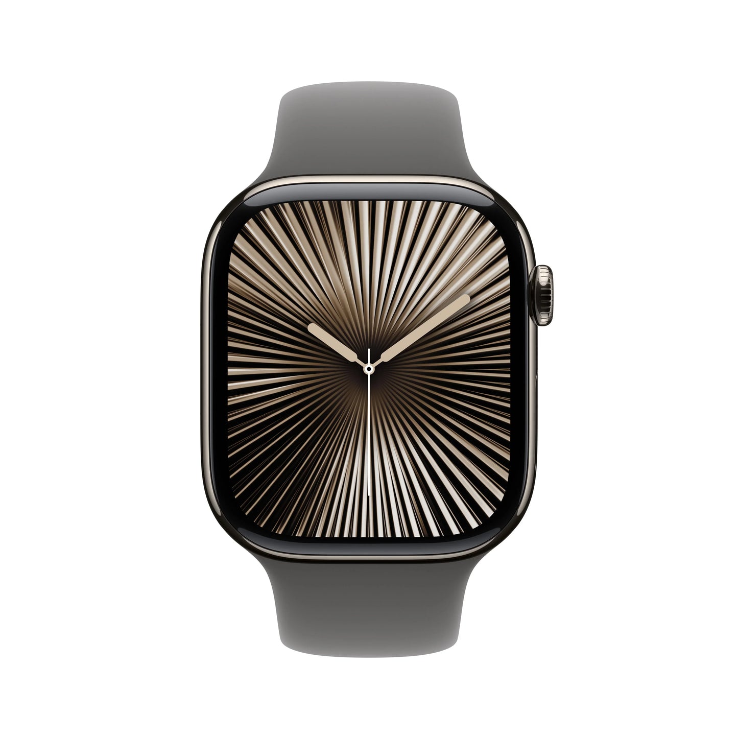 Apple Watch Series 10 GPS + Cellular, 46mm Natural Titanium Case, Stone Grey Sport Band - S/M - iSTYLE RO