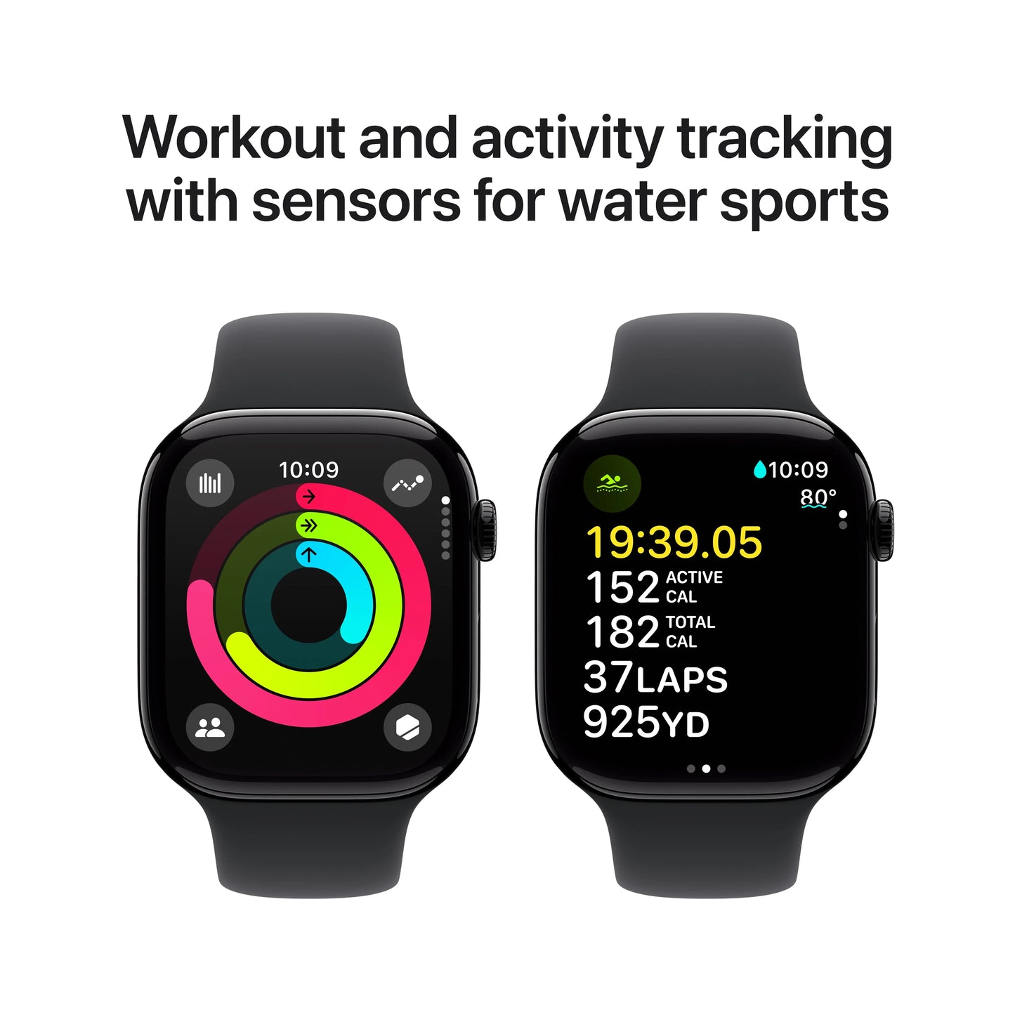Apple Watch Series 10 GPS, 46mm Jet Black Aluminium Case, Black Sport Band - S/M - iSTYLE RO