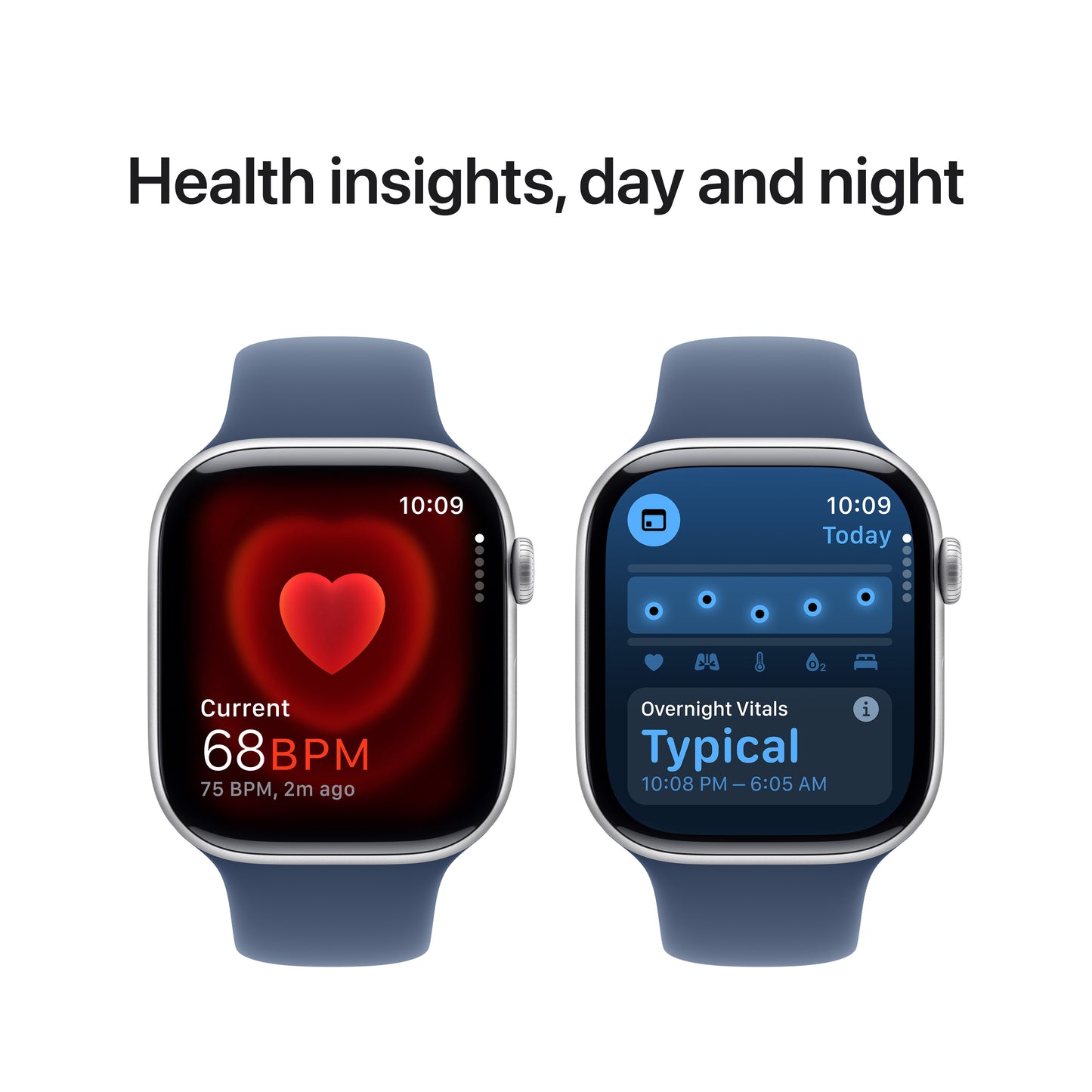 Apple Watch Series 10 GPS, 46mm Silver Aluminium Case, Denim Sport Band - S/M - iSTYLE RO