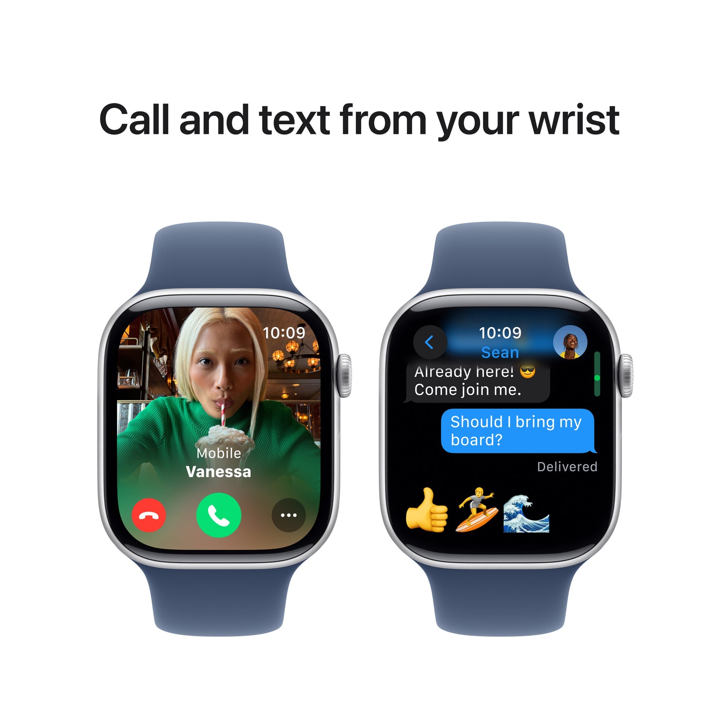 Apple Watch Series 10 GPS, 46mm Silver Aluminium Case, Denim Sport Band - S/M - iSTYLE RO