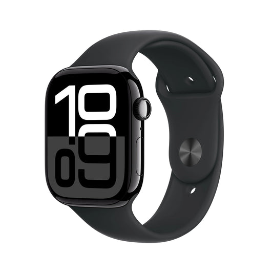 Apple Watch Series 10 GPS, 46mm Jet Black Aluminium Case, Black Sport Band - M/L - iSTYLE RO