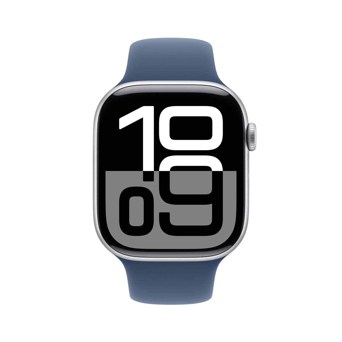 Apple Watch Series 10 GPS, 46mm Silver Aluminium Case, Denim Sport Band - S/M - iSTYLE RO