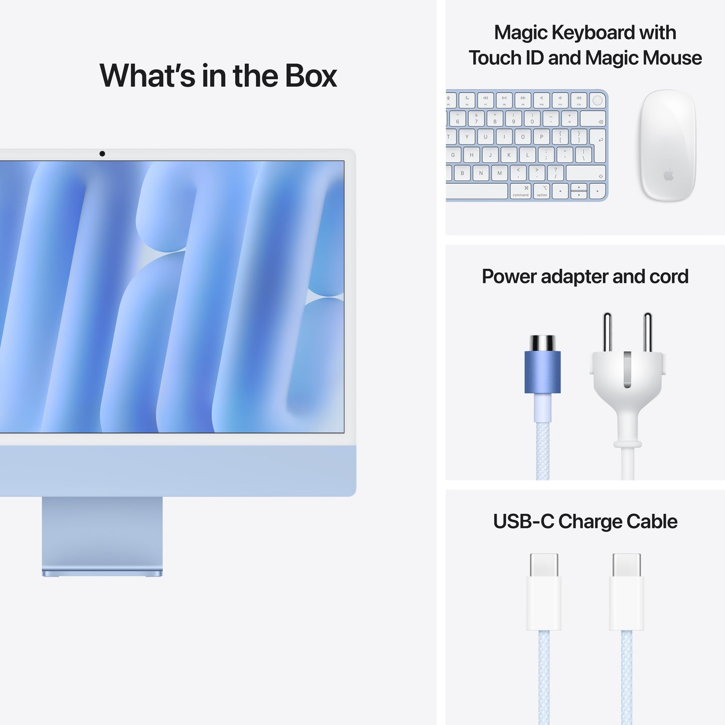 iMac 24" cu procesor Apple M4, 24", Retina 4.5K, 10 nuclee CPU si 10 nuclee GPU, 16GB, 256GB SSD, Albastru - iSTYLE RO