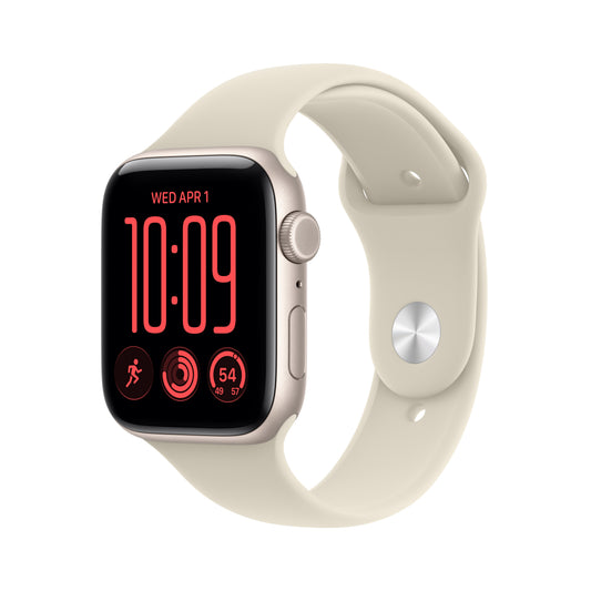 Apple Watch SE 3 GPS + Cellular 44mm Starlight Aluminium Case with Sand Sport Band - S/M - iSTYLE.ro