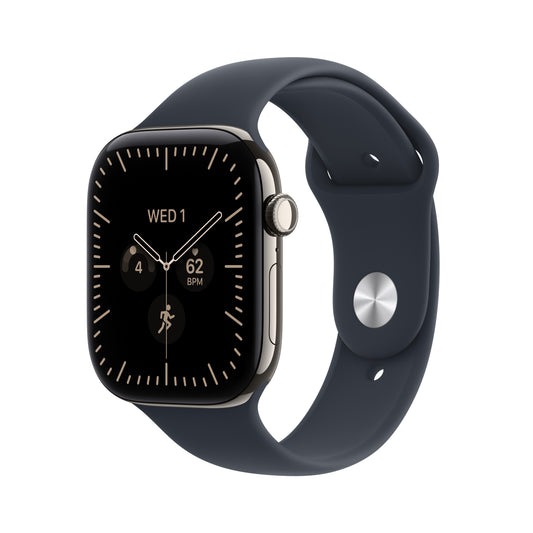 Apple Watch Series 12 GPS + Cellular 46mm Natural Titanium Case with Navy Blue Sport Band - M/L - iSTYLE.ro