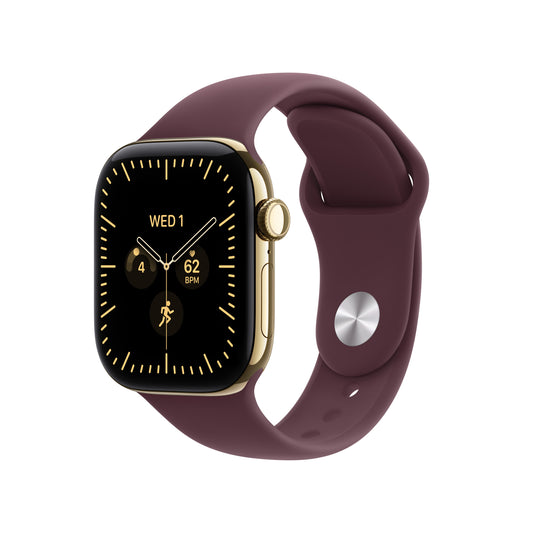 Apple Watch Series 12 GPS + Cellular 42mm Radiant Gold Titanium Case with Burgundy Sport Band - M/L - iSTYLE.ro