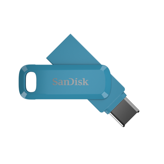 Memorie USB Sandisk SDDDC3-128G-G46NBB, Dual Drive, 128GB, USB 3.2, TYPE C, 400MB/S, ALBASTRU