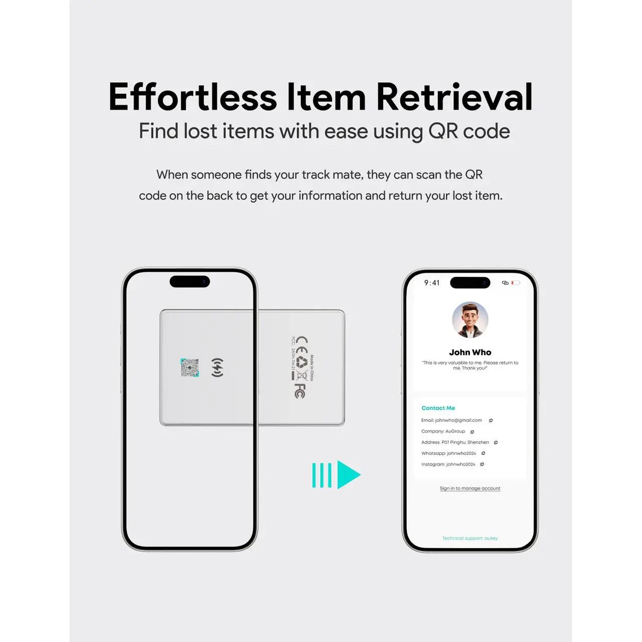 Tracker AUKEY Mate 3, Gri