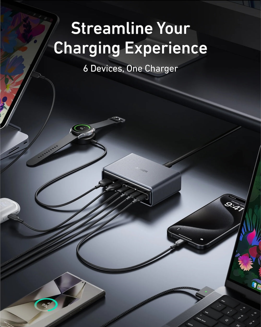Adaptor priza Anker Prime 200W 4x USB-C Fast Charge 2X USB-A GaN USB-C PD Negru - iSTYLE RO