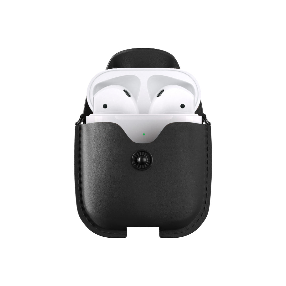 Husa de protectie Woodcessories AirCase pentru AirPods 1 & 2 Piele, Midnight Black - iSTYLE RO