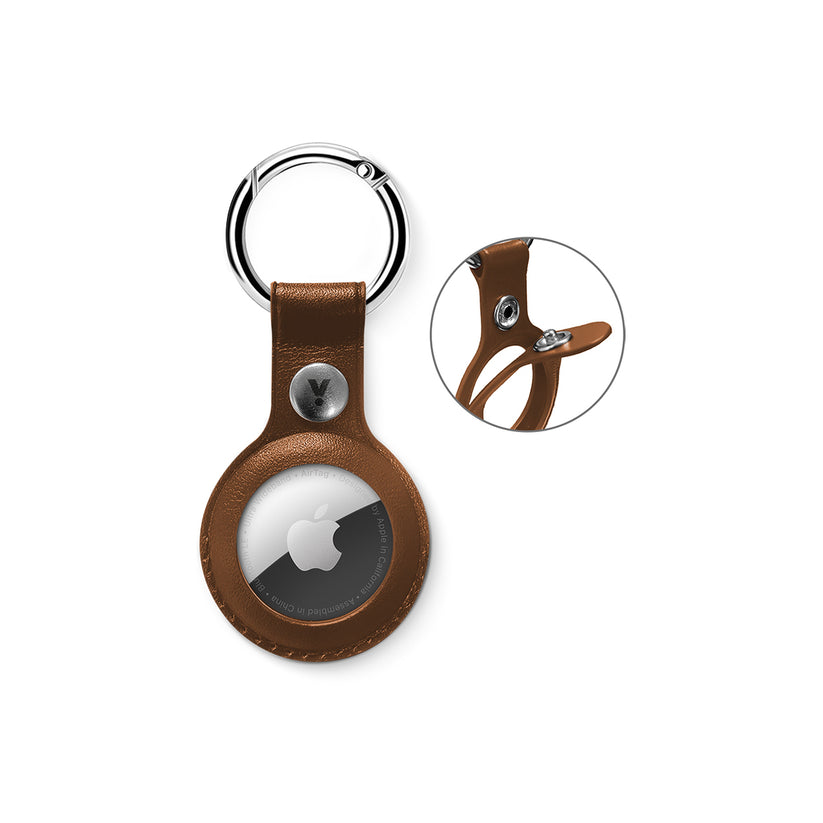 Breloc iSTYLE pentru AirTag, Piele, Maro - iSTYLE RO