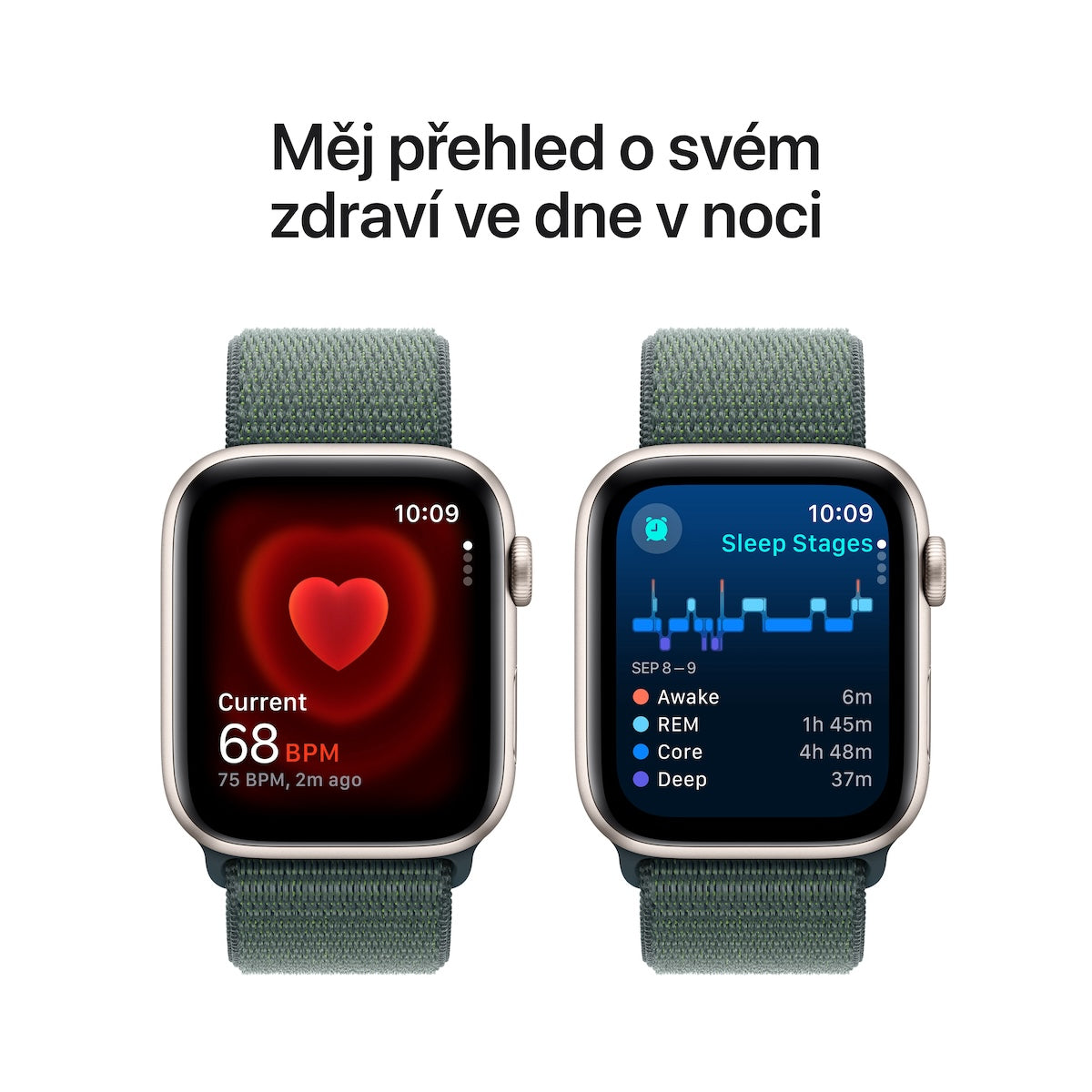 Resigilat: Apple Watch SE GPS, 44mm Starlight Aluminium Case, Lake Green Sport Loop - iSTYLE RO