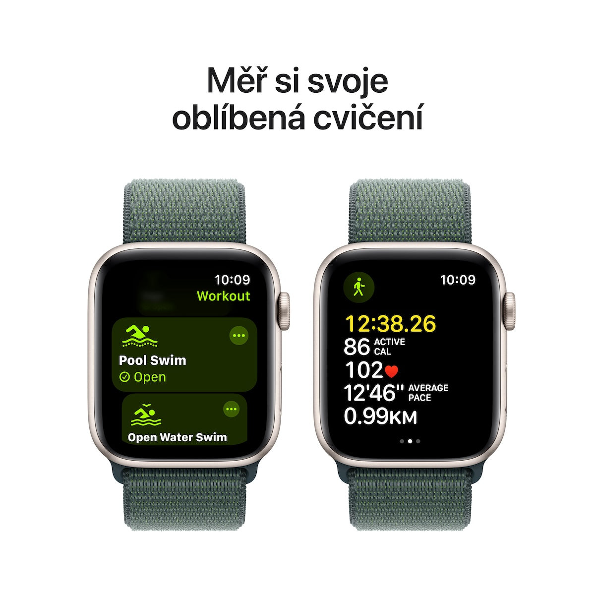 Resigilat: Apple Watch SE GPS, 44mm Starlight Aluminium Case, Lake Green Sport Loop - iSTYLE RO
