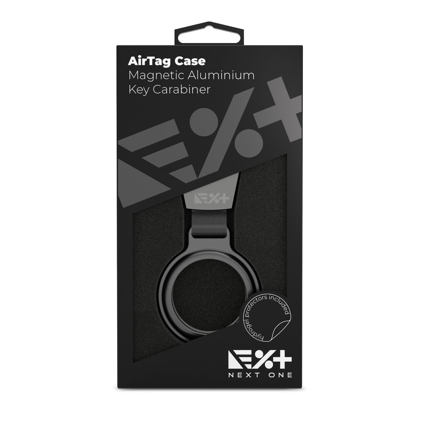 Breloc NEXT ONE pentru AirTag Magnetic Aluminium, Negru - iSTYLE RO