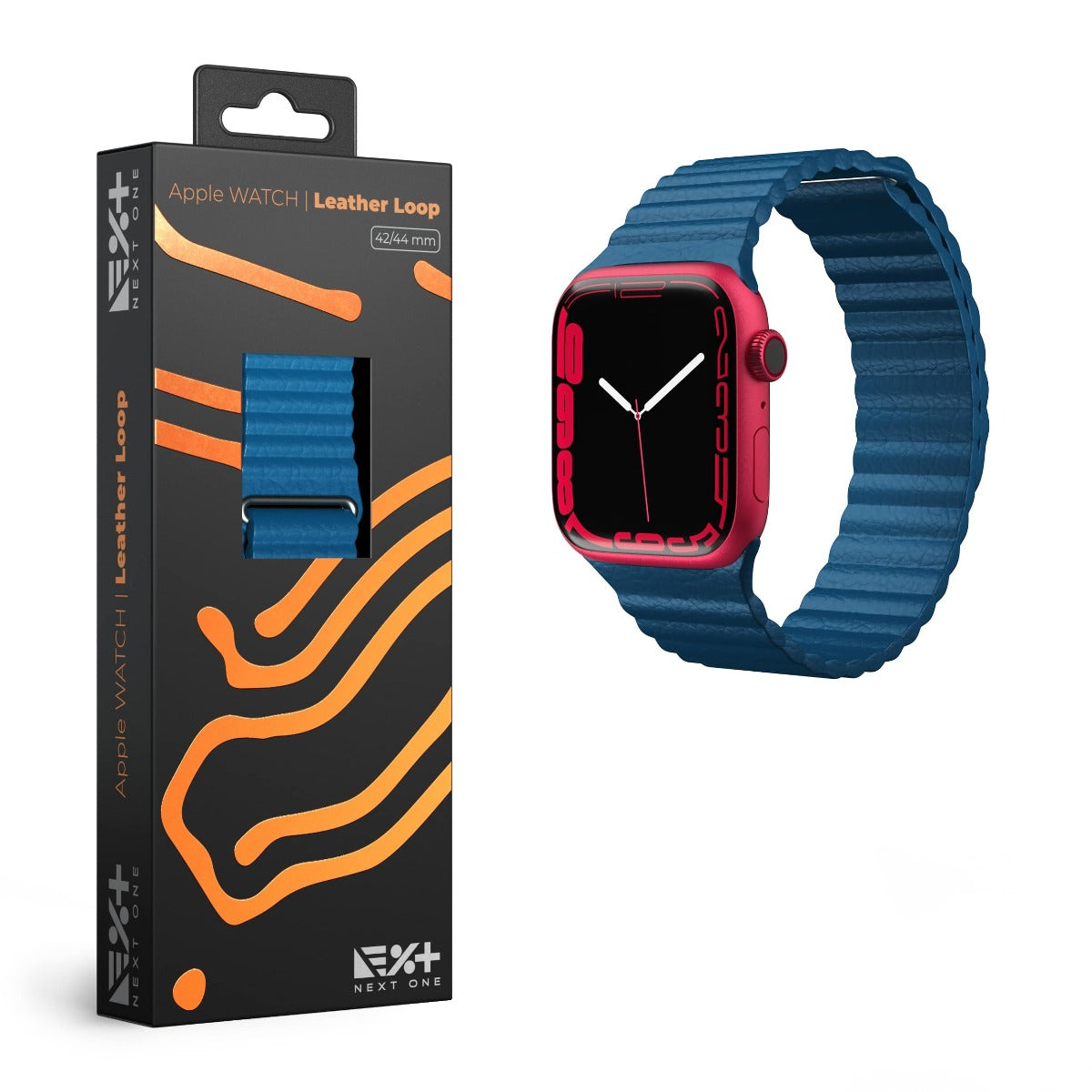 Curea NEXT ONE Leather Loop pentru Apple Watch 42-44mm, Denim Blue - iSTYLE RO