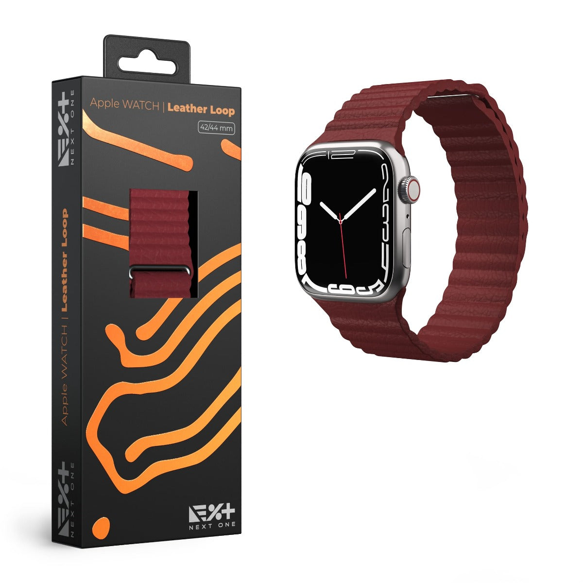 Curea NEXT ONE Leather Loop pentru Apple Watch 42-44mm, Claret - iSTYLE RO