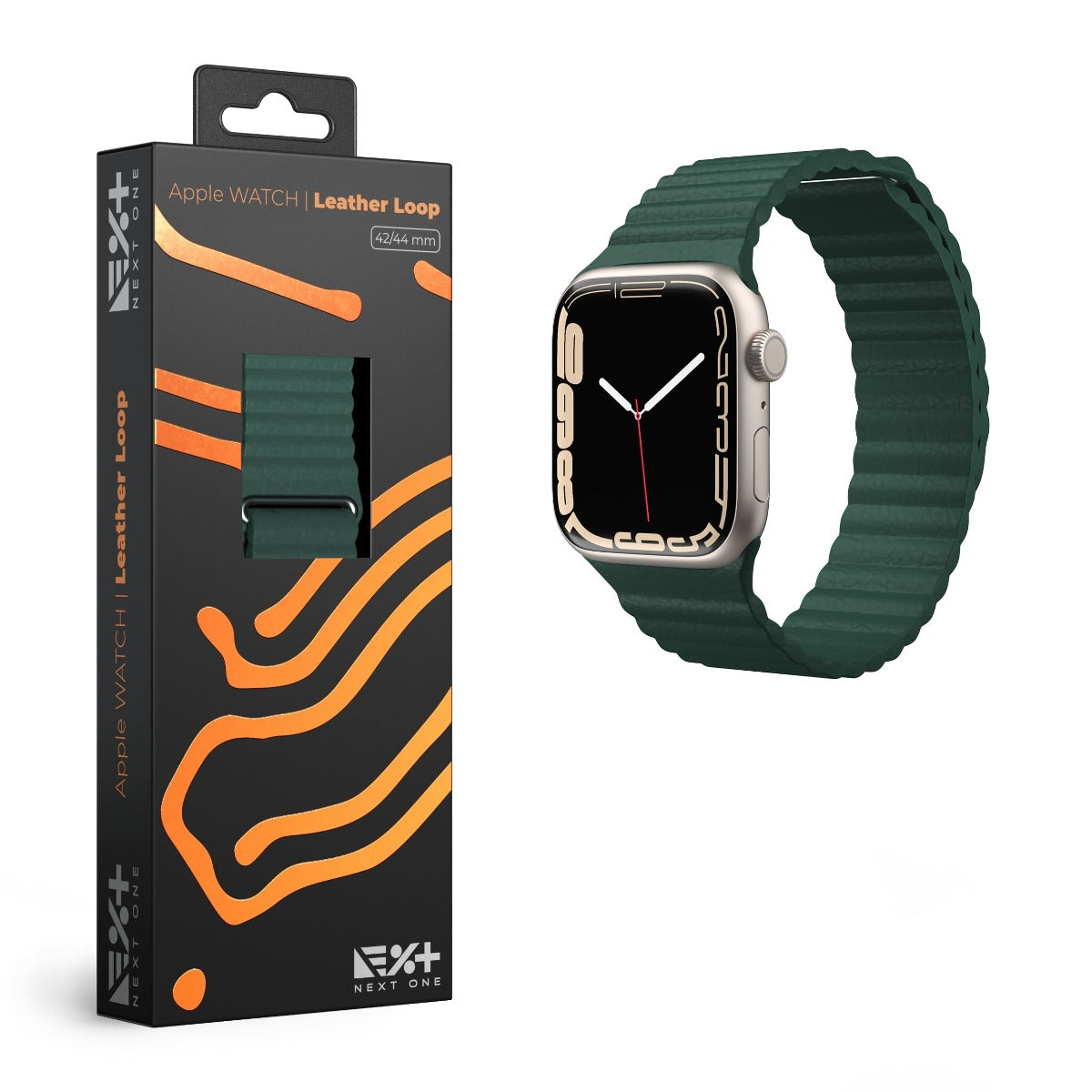 Curea NEXT ONE Leather Loop pentru Apple Watch 42-44mm, Leaf Green - iSTYLE RO