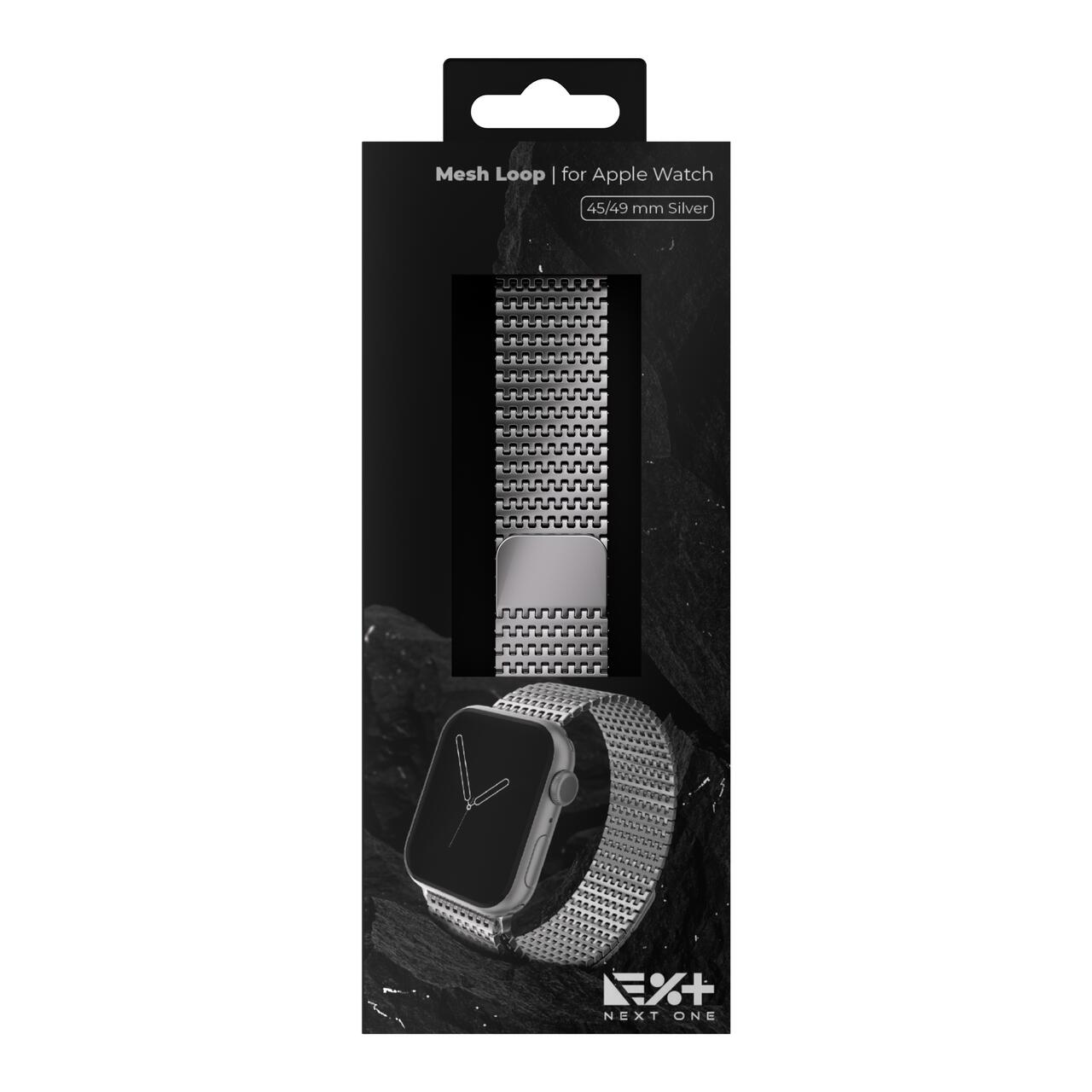 Curea metalica MESH NEXT ONE pentru Apple Watch 44/45/49 mm, Argintiu - iSTYLE RO