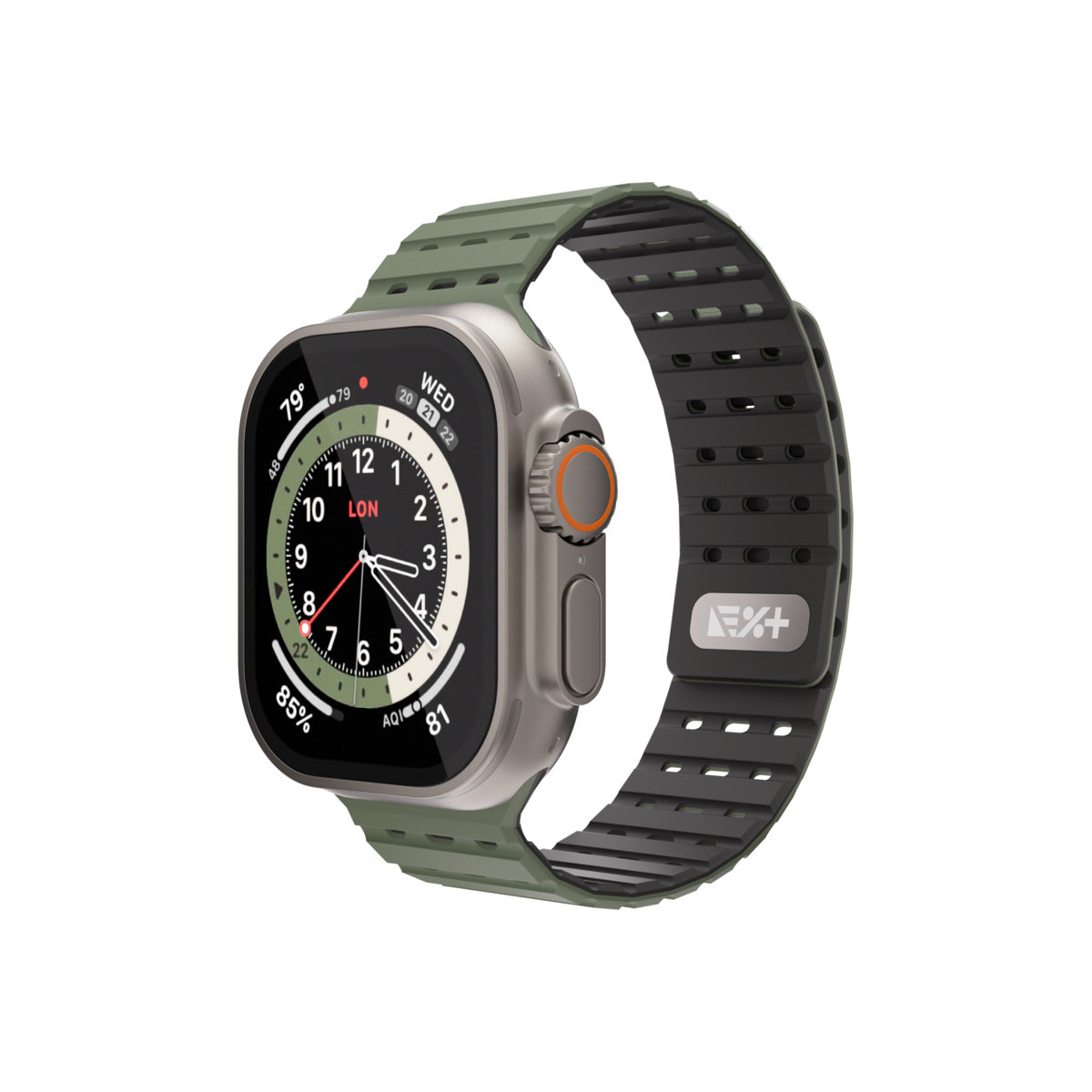 Curea NEXT ONE pentru Apple Watch 46/49 mm, Silicon, Verde - iSTYLE RO