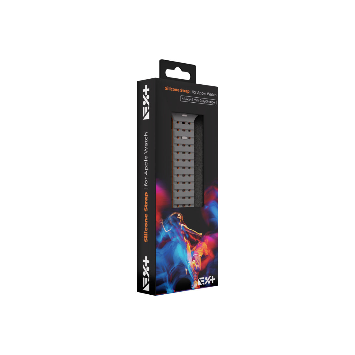 Curea NEXT ONE pentru Apple Watch 46/49 mm, Silicon, Gri/Portocaliu - iSTYLE RO