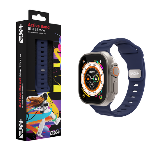 Curea NEXT ONE ACTIVE pentru Apple Watch 44/46/49mm, Silicon, Albastru - iSTYLE RO