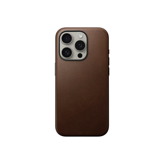 Husa de protectie Nomad Modern pentru iPhone 15 Pro, Piele, Maro - iSTYLE RO