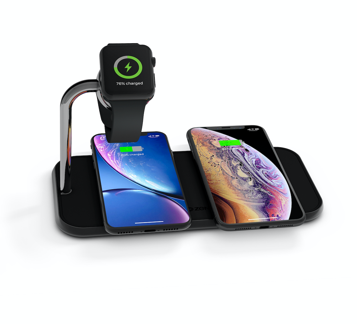Statie incarcare wireless fast charge dual compatibila Apple Watch - ZENS Aluminium 10W Qi Black - iSTYLE RO