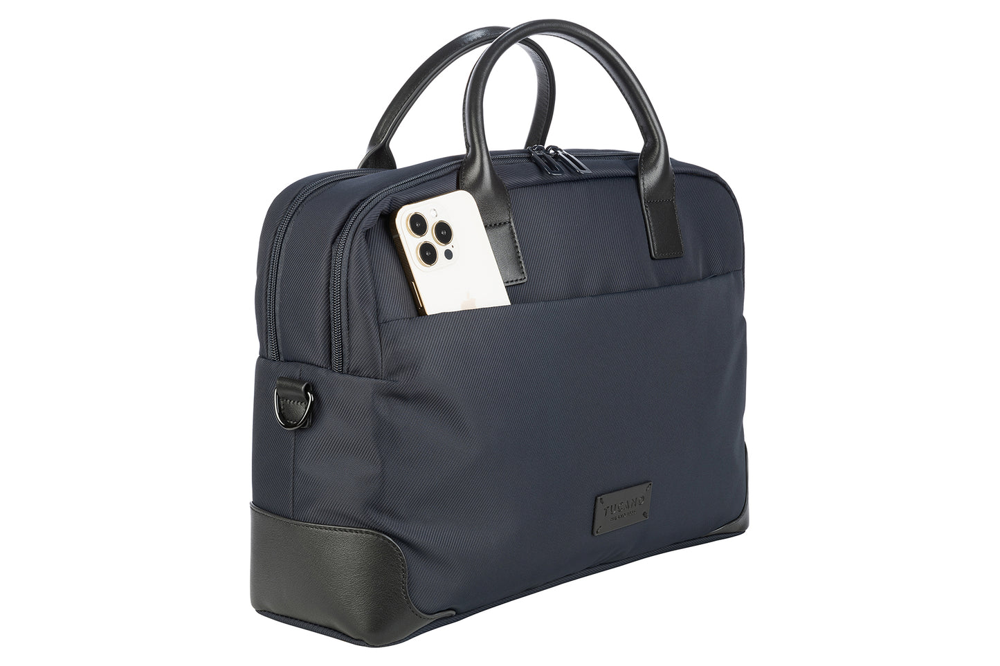 Geanta Tucano cu elemente de piele, 16", Bleumarin/Negru - iSTYLE RO