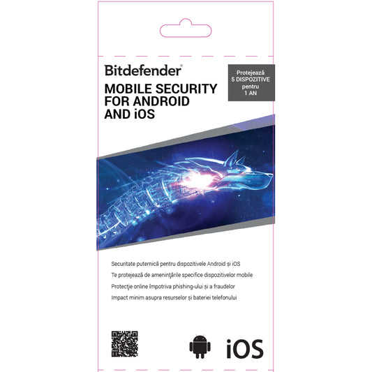 Bitdefender Mobile Security pentru Android & iOS - 5 dispozitive, 1 an