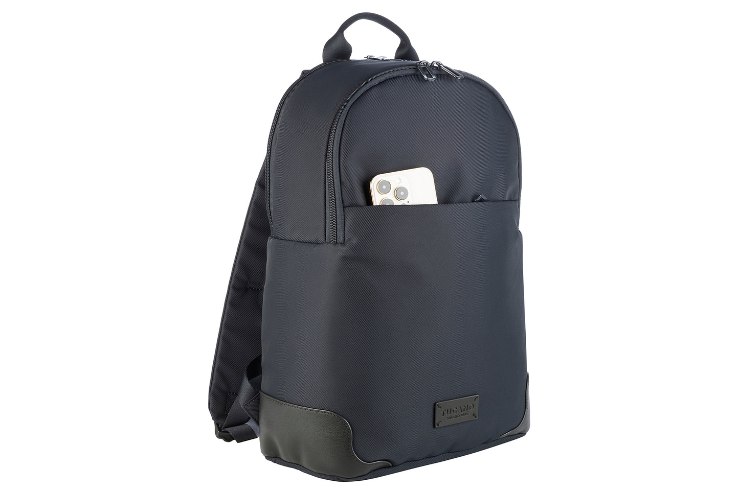 Rucsac Tucano cu elemente de piele, 16", Bleumarin/Negru - iSTYLE RO