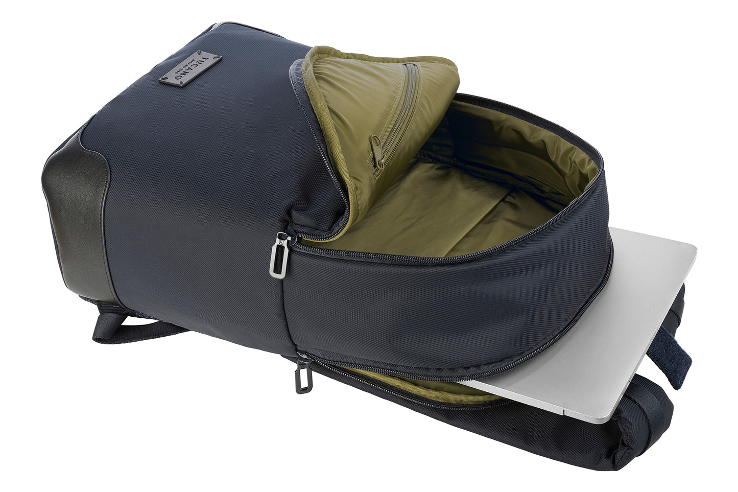 Rucsac Tucano cu elemente de piele, 16", Bleumarin/Negru - iSTYLE RO