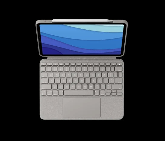 Husa Logitech Combo Touch cu tastatura si trackpad detasabile pentru iPad Pro 11" gen 1-4, US, Gri Nisip - iSTYLE RO