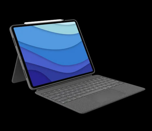 Husa Logitech Combo Touch cu tastatura si trackpad detasabile pentru iPad Pro 12,9" Gen 5 si 6, US, Gri Nisip - iSTYLE RO