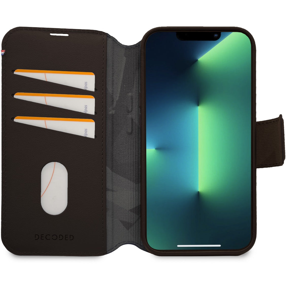 Husa de protectie Decoded cu portofel pentru iPhone 14 Pro, Piele, Maro - iSTYLE RO