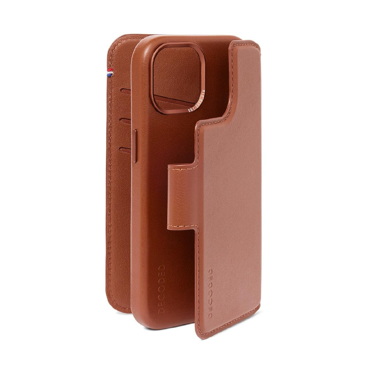Husa + Portofel Decoded Leather Detachable Wallet pentru iPhone 15 Pro, Maro - iSTYLE RO