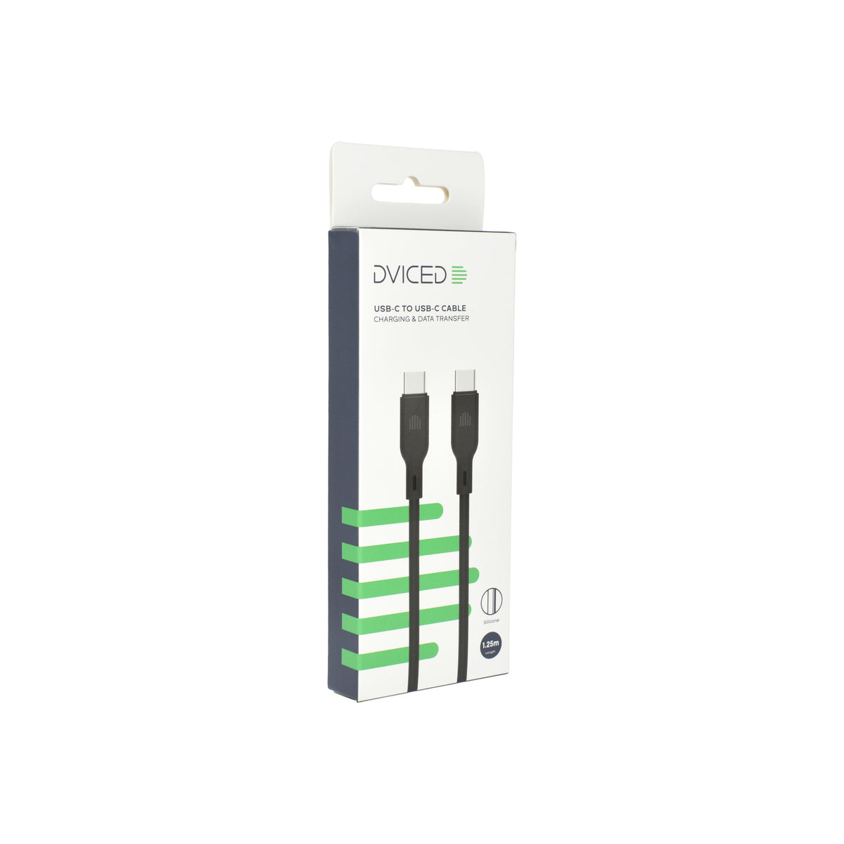 Cablu de date Dviced USB-C la USB-C silicon 1.25m, Negru - iSTYLE RO