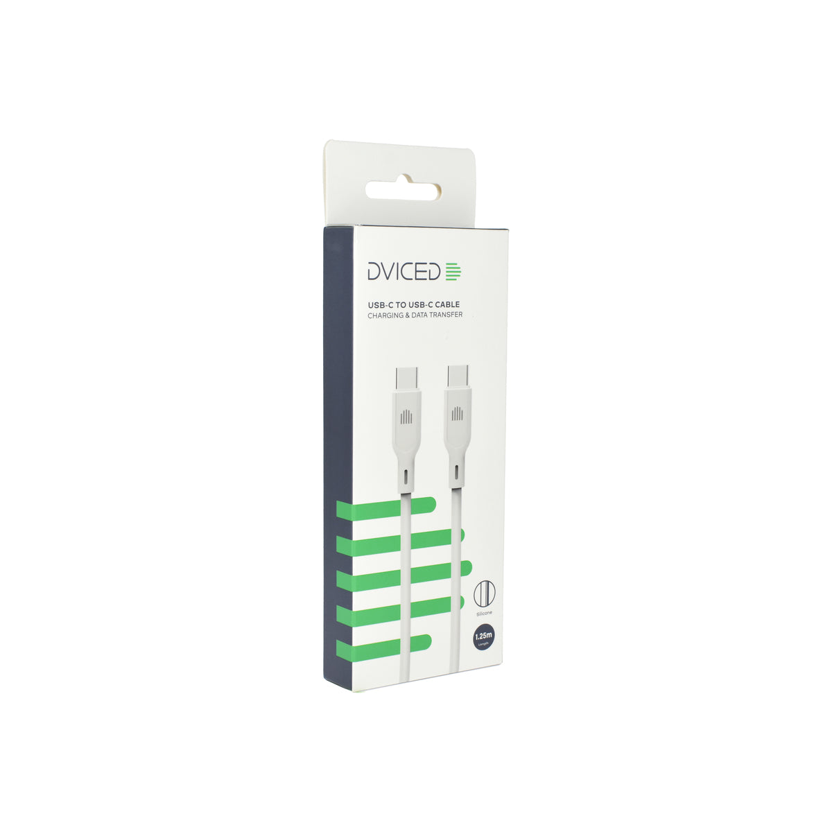 Cablu de date Dviced USB-C la USB-C silicon 1.25m, Alb - iSTYLE RO