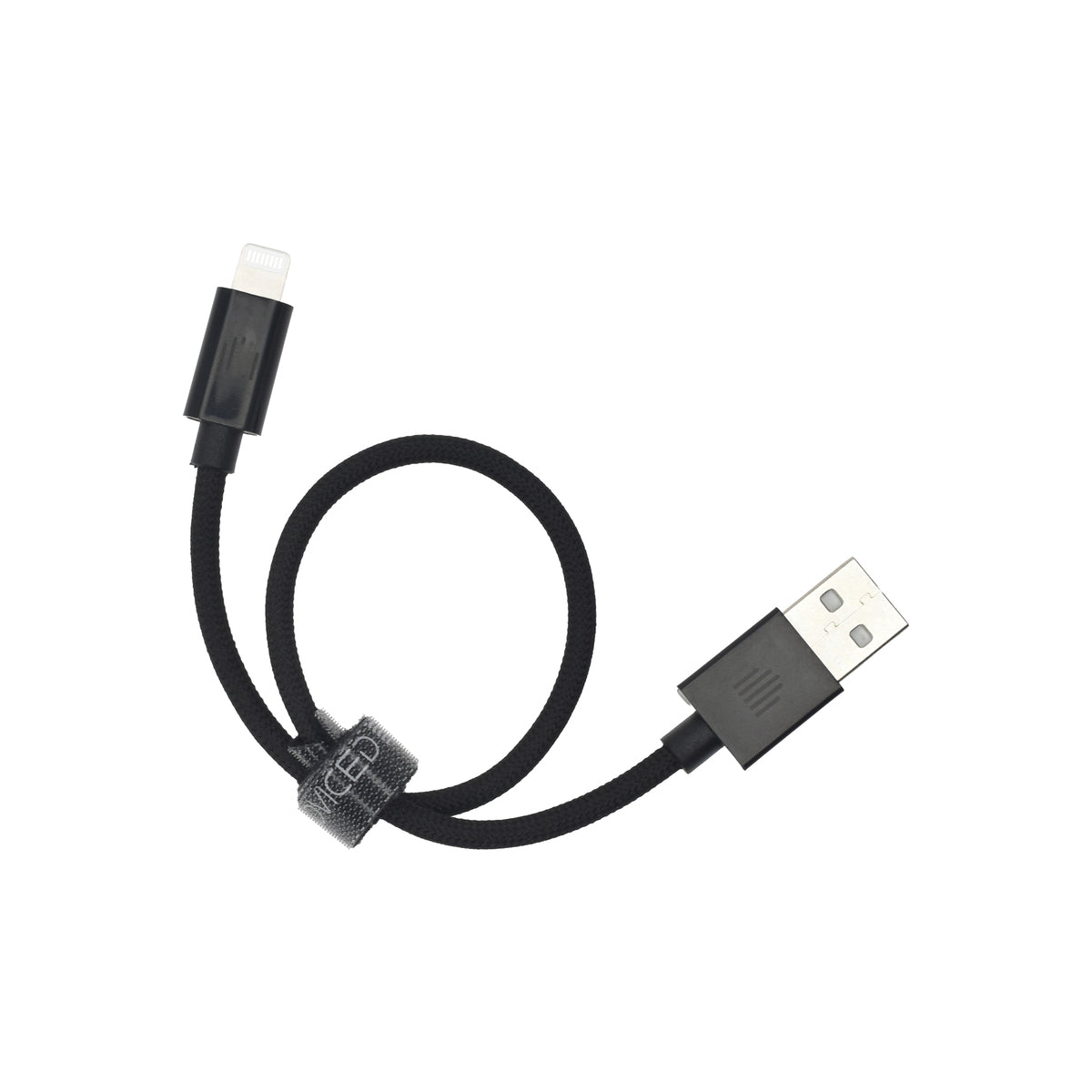 Cablu de date Dviced USB-A la Lightning Nylon Textile 0.25m, Negru - iSTYLE RO