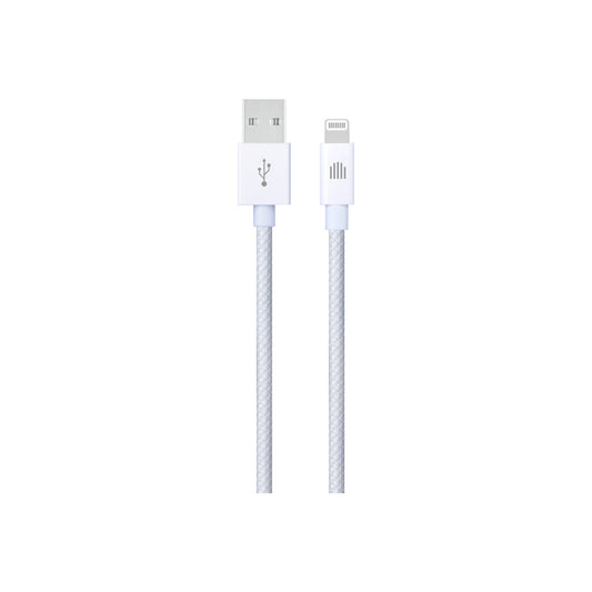 Cablu de date Dviced USB-A la Lightning Nylon Textile 1.25m, Alb - iSTYLE RO
