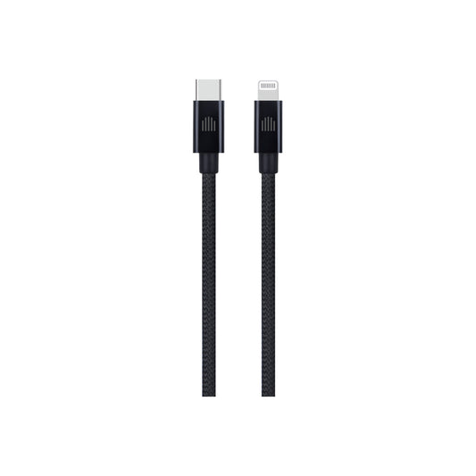 Cablu de date Dviced USB-C la Lightning Nylon Textile 0.25m, Negru - iSTYLE RO